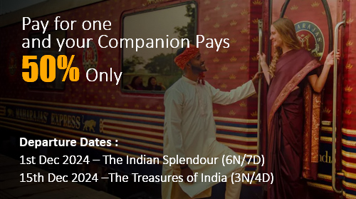 Maharaja Express Luxury Train :: Pay for one and your companion pays 50% Only